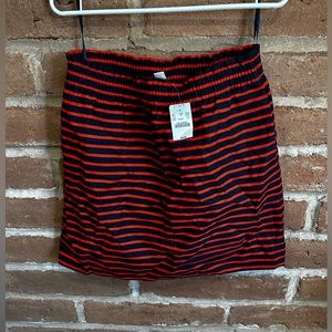 Jcrew red and navy stripe pull on skirt size 10 with tag